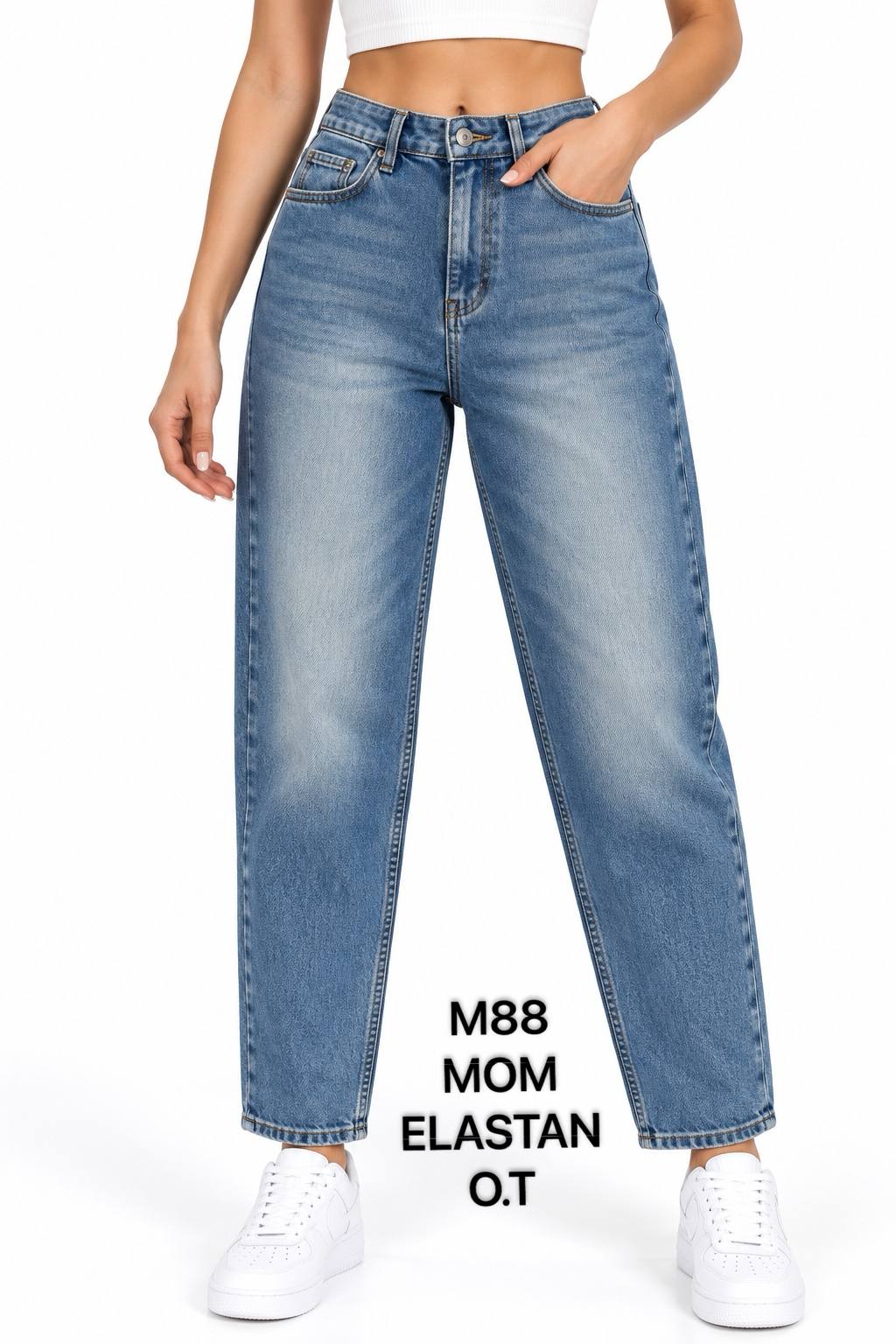ELASTAN MOM DENİM PANTOLON